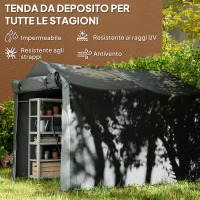 Outsunny Tenda Garage con Ingresso Avvolgibile, Corde e Picchetti, in Metallo Zincato e PE, 220x157x165 cm, Grigio Scuro(m-4)