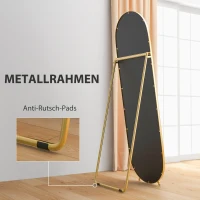 HOMCOM Full-Body Spiegel, Ovale Vorm, Vrijstaand, Metalen Frame, 40x160cm, Zwart(m-6)