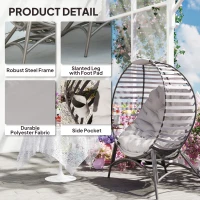 Outsunny Egg Chair with Cushion & Side Pocket - Light Grey(m-4)