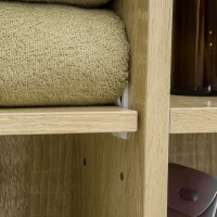 kleankin Armário de Casa de Banho com Espelho com 1 Porta Prateleira Ajustável Toalheiro e Compartimento 60x15x70 cm Carvalho(m-8)