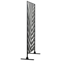 Outsunny Outdoor-Sichtschutz, lackiert Stahlrahmen, Design: Palmblatt-Silhouette, 1,2 x 2 m, Schwarz(m-10)