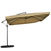 Outsunny Ampelschirm mit Moskitonetz, Inkl. Handkurbel, Lüftungsöffnung, 295 cm x 295 cm x 260 cm, Weiß + Schwarz(m-10)