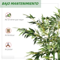 HOMCOM Pack de 2 Bambú Artificial con Maceta de Madera Plantas Artificiales de Decoración para Interior 35x10x180 cm Verde(m-6)