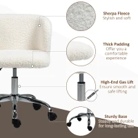 HOMCOM Office Chair with Adjustable Height and Wheels - White(m-7)