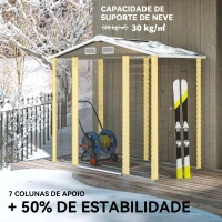 Outsunny Abrigo de Jardim Exterior 2,36m² 213x120x194 cm com Base Reforçada (Piso NÃO Incluído) e Portas de Correr Cinza Escuro(m-5)