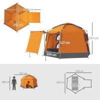 Outsunny Automatic Pop Up Camping Tent, Instant Setup 2-4 Man Tent with Mesh Windows, Waterproof & UV30+, Portable with Carry Bag for Fishing, Hiking, Backpacking, Orange(m-3)