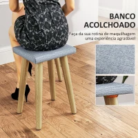 HOMCOM Tocador de Maquilhagem com Luz LED e Banco Mesa de Maquilhagem com Espelho Brilho Ajustável 3 Cores 80x43x133 cm Branco(m-6)