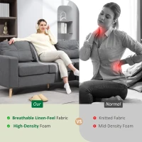 HOMCOM 3 Seater Sofa with Footstool, Fabric L-Shaped Sofa, Sectional Couch with Wood Legs, Tufting Cushioned Back for Small Space, Living Room, Office, Dark Grey(m-6)