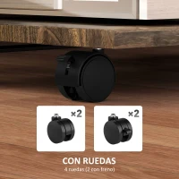 HOMCOM Mesa Auxiliar en Forma de C con Ruedas Bandeja Superior y Estante Inferior para Sofá o Cama 52x34x60 cm Marrón y Negro(m-7)