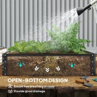 Outsunny 432L Square Raised Garden Bed Box with Weatherized Steel Frame for Vegetables, Flowers and Herbs, 120 x 120 x 30cm, Grey(m-6)