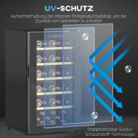 HOMCOM Weinkühlschrank für 41 Weinflaschen, 91 Liter Kapazität, Getränkekühlschrank mit LED-Anzeige, Touchscreen, Schwarz(m-8)