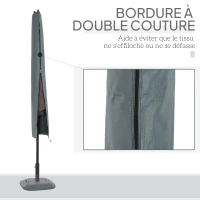 Outsunny Housse de Protection imperméable pour Parasol Droit avec Fermeture éclair et Cordon de Serrage Gris(m-7)