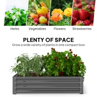 Outsunny 432L Square Raised Garden Bed Box Steel Frame for Vegetables, Flowers and Herbs, 120 x 120 x 30cm, Light Grey(m-4)