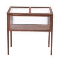 Outsunny Hochbeet aus Holz Frühbeet 90 x 50 x 93 cm Gewächstisch mit Abdeckung wetterfes Kräuterbeet Pflanzkasten für Garten, Balkon und Terrasse Braun(m-11)