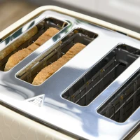 HOMCOM 2-in-1 Küchenset, Toaster und Wasserkocher, mehrere Optionen, 1,7 L, 4 Toastscheiben gleichzeitig, Kunststoff, Beige(m-8)