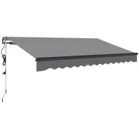 Outsunny 3.5 x 3m Electric/Manual Awning, with Remote - Dark Grey(m-1)