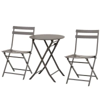Outsunny Masuta cu Scaune pentru Gradina Pliabile din Otel Maro Set 3 piese(m-12)