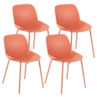 E-STYLO Set di quattro sedie da pranzo in polipropilene ruggine e gambe in metallo ruggine, 55cm X 46cm H.79cm(m-1)