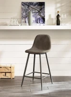 E-STYLO Sgabello in similpelle tortora con gambe in metallo antracite, imbottito, 50cm X 43cm H. 93cm.(m-2)
