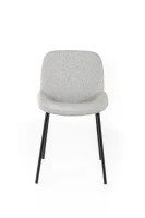 E-STYLO Set di 4 sedie da pranzo in tessuto grigio chiaro e gambe in metallo nero, 57cm X 46cm H.80cm(m-6)