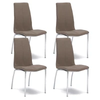 E-STYLO Sedia in similpelle marrone vintage imbottito e gambe in metallo grigio, 43cm X 44cm H. 92cm.(m-1)