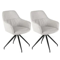 E-STYLO Set di 2 sedie da pranzo in tessuto grigio chiaro, gambe e struttura in metallo nero, imbottita, 56cm X 56cm H.87cm(m-1)