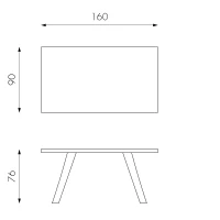 E-STYLO Tavolo fisso con top rovere impiallacciato e gambe in metallo nero, 90cm X 160cm H.76cm(m-2)