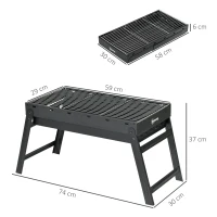 Outsunny Foldable Charcoal Grill - Black(m-3)