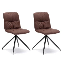 E-STYLO Set di 2 sedie in tessuto marrone con gambe in metallo nero, imbottita, 43cm X 38cm H.86.5cm(m-1)