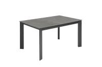 E-STYLO Tavolo allungabile con top in ceramica marmo grigio e base in metallo grigio, 90cm X 140/190cm H.76cm(m-1)