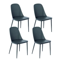 E-STYLO Sedia in polipropilene grigio scuro e gambe in metallo grigio scuro, 46cm X 55cm H. 80cm.(m-1)