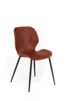 E-STYLO Sedia da pranzo in soft touch cuoio scuro e gambe in metallo nero, 55cm X 45cm H. 83cm.(m-6)