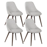 E-STYLO Sedia da pranzo in tessuto grigio chiaro con gambe e struttura in massello di noce, 58cm X 49cm H. 85cm.(m-1)