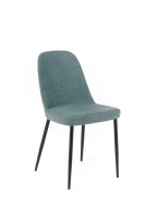 E-STYLO Sedia da pranzo in tessuto acquamarina e gambe in metallo nero, imbottita, 55cm X 46cm H. 85cm.(m-4)