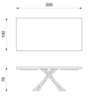 E-STYLO Tavolo allungabile con top in rovere naturale e gambe in metallo nero, 100cm X 200/300cm H.76cm(m-2)