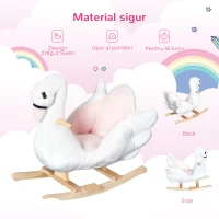 Homcom Balansoar Copii Lebada – Cu Muzica, Lemn & Metal 60×32×55 cm(m-7)