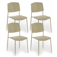 E-STYLO Set di 4 sedie in polipropilene giallo e gambe in metallo giallo, 52cm X 52cm H.79cm(m-1)