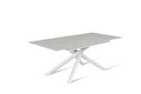 E-STYLO Tavolo allungabile con top cemento bianco in melaminico e base in metallo bianco, 90cm X 140/190cm H.76cm(m-4)