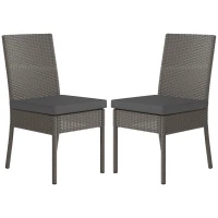 Outsunny Set of Two Armless Rattan Garden Chairs - Dark Grey(m-11)