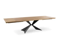 E-STYLO Tavolo allungabile con top impiallacciato rovere naturale e gambe in metallo nero, 90cm X 160/240cm H.76cm(m-5)