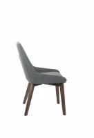 E-STYLO Sedia da pranzo in tessuto grigio scuro con gambe e struttura in massello di noce, 62cm X 49.5cm H. 87cm.(m-6)