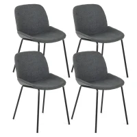 E-STYLO Set di 4 sedie da pranzo in tessuto grigio scuro e gambe in metallo nero, 57cm X 46cm H.80cm(m-1)