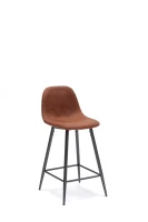 E-STYLO Sgabello in similpelle marrone con gambe in metallo antracite, imbottito, 50cm X 43cm H. 93cm.(m-4)