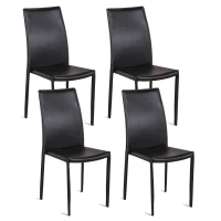 E-STYLO Sedia in similcuoio nero e gambe rivestite in similcuoio nero, impilabile, 42cm X 41cm H. 95cm.(m-1)