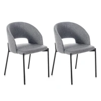 E-STYLO Set di 2 sedie in tessuto grigio chiaro con gambe in metallo antracite, imbottita, 52cm X 55.5cm H.78.5cm(m-1)