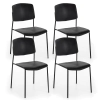 E-STYLO Set di 4 sedie in polipropilene nero e gambe in metallo nero, 52cm X 52cm H.79cm(m-1)