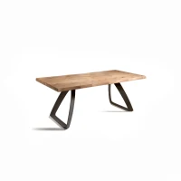 E-STYLO Tavolo allungabile con top in rovere naturale e gambe in metallo nero, 100cm X 200/300cm H.76cm(m-1)