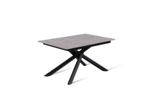 E-STYLO Tavolo allungabile con top marmo antracite in melaminico e base in metallo nero, 90cm X 140/190cm H.76cm(m-1)
