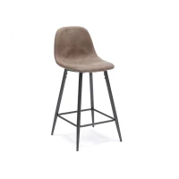 E-STYLO Sgabello in similpelle tortora con gambe in metallo antracite, imbottito, 50cm X 43cm H. 93cm.(m-5)