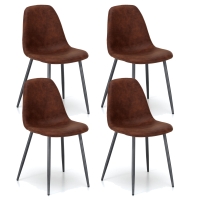 E-STYLO Set di 4 sedie in similpelle marrone con gambe in metallo antracite, imbottita, 44cm X 50cm H.84cm